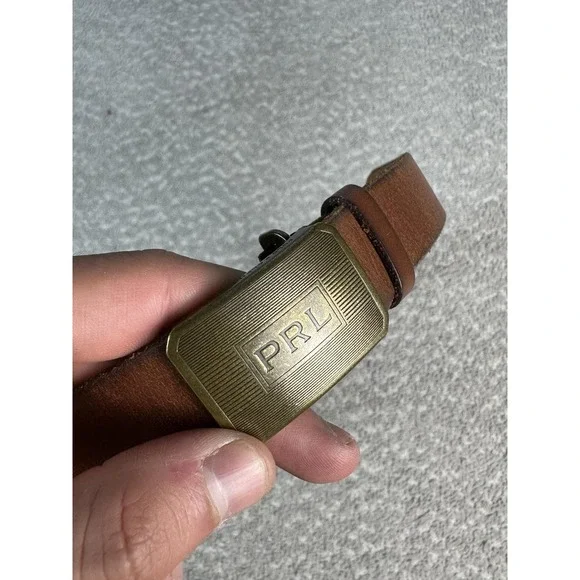 Polo Ralph Lauren Belt Mens 36 Brown Leather PRL Brass Buckle Dress Casual - Picture 2 of 5